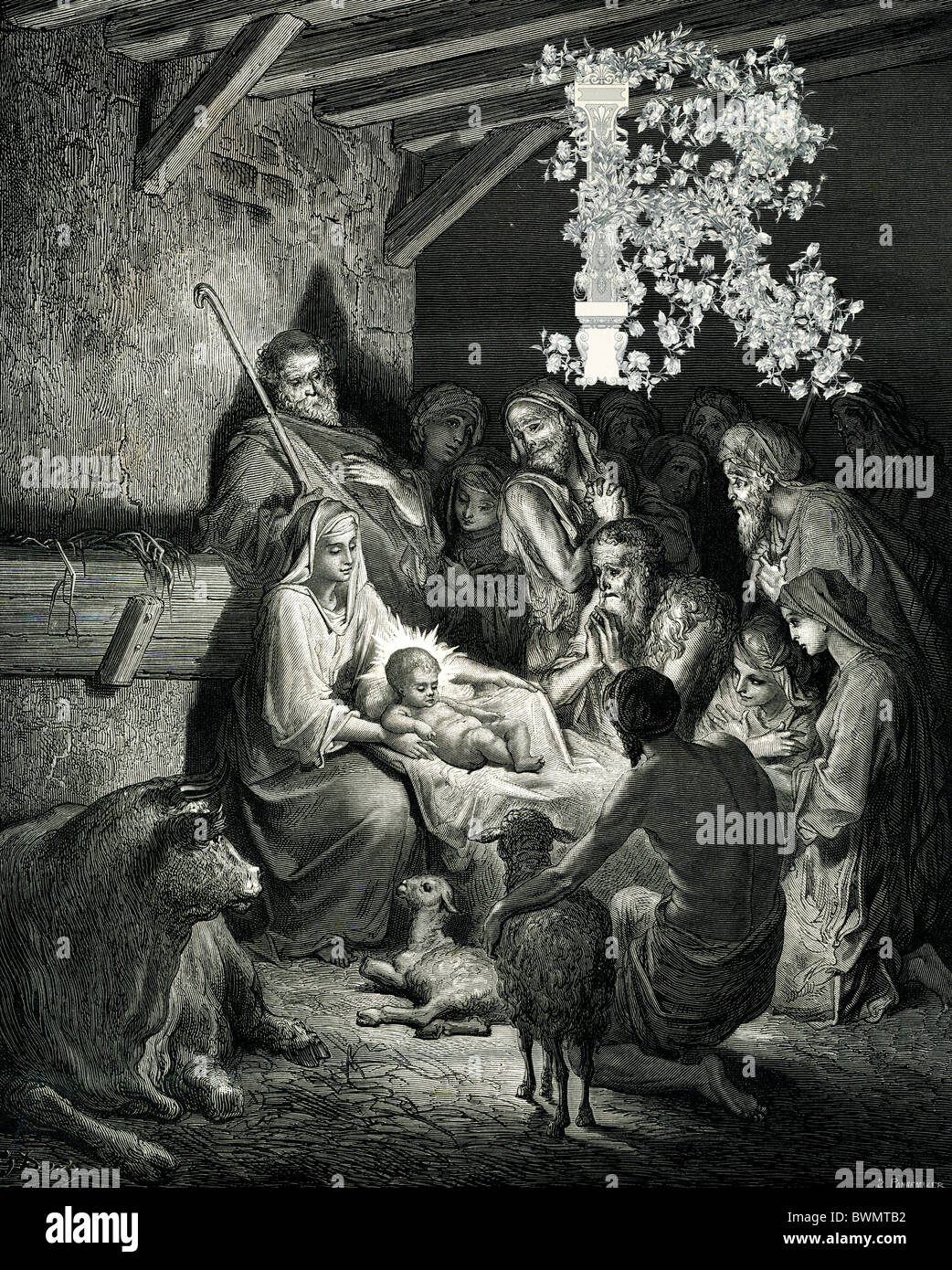 Victorian initial Christmas letter R Stock Photo - Alamy