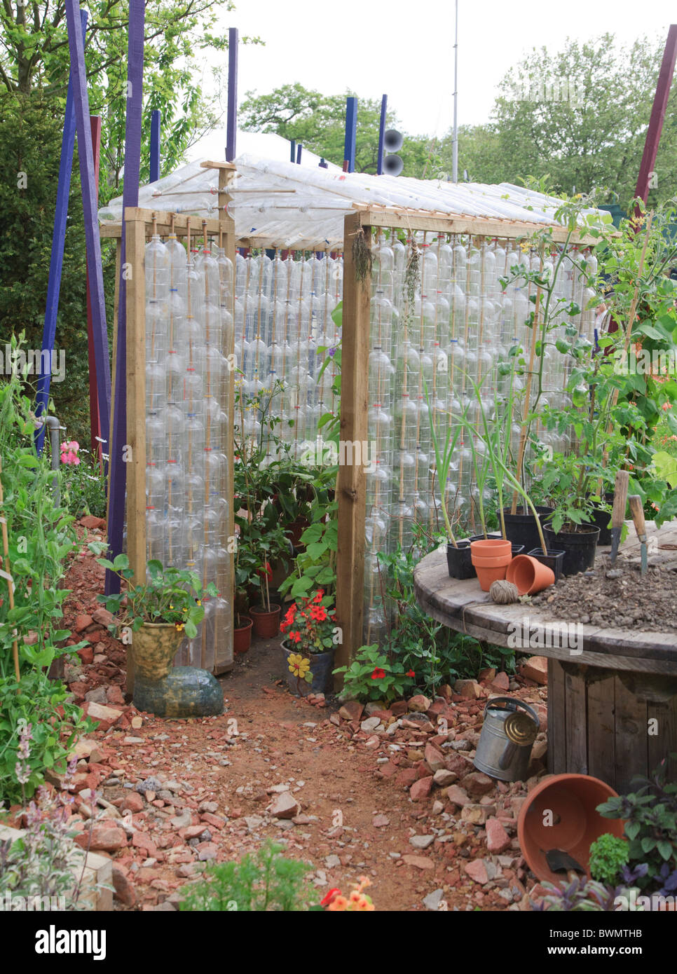 greenhouse made from plastic bottles in the places of change garden