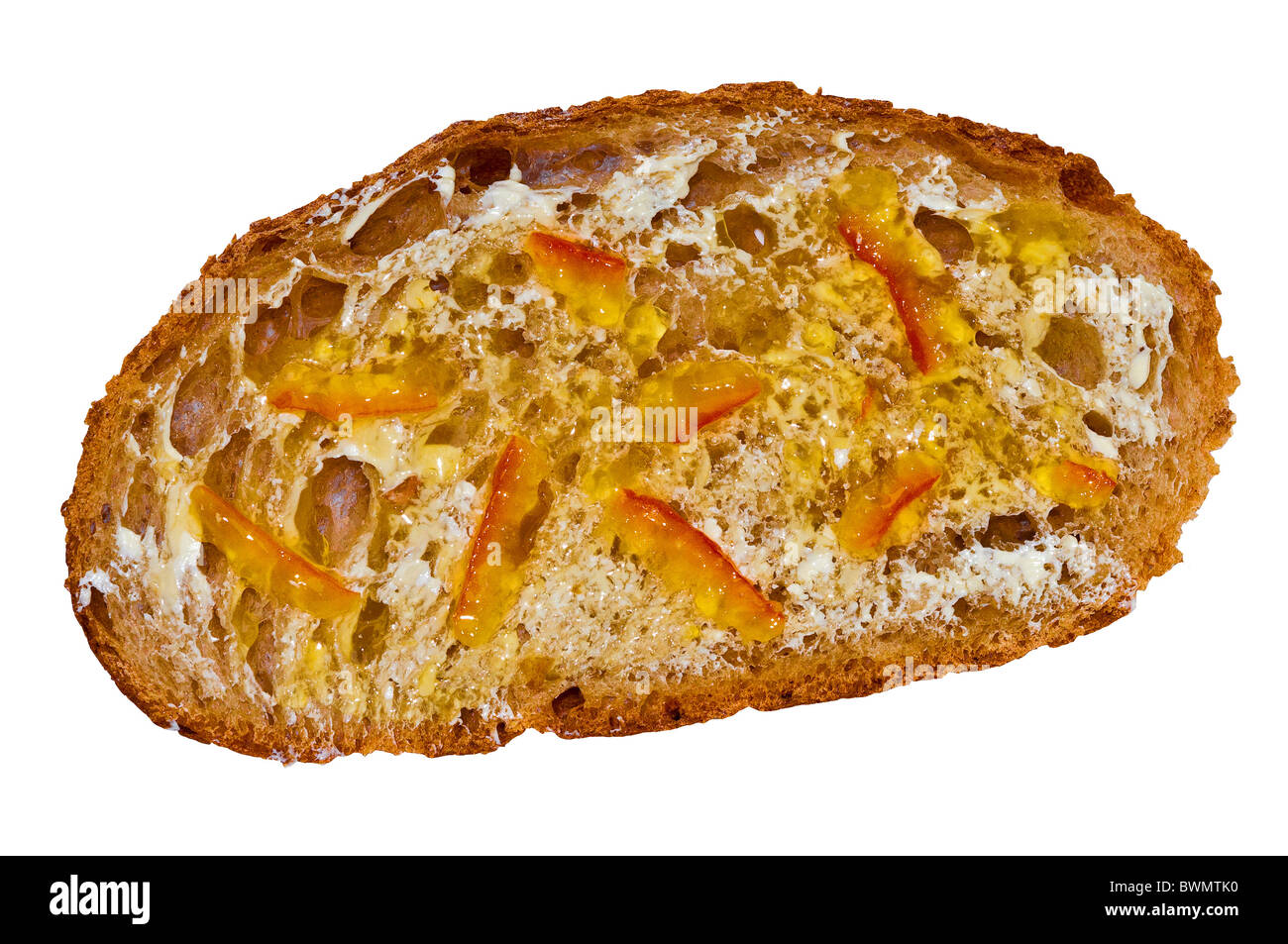 Slice of whole-meal bread and marmalade. Stock Photo