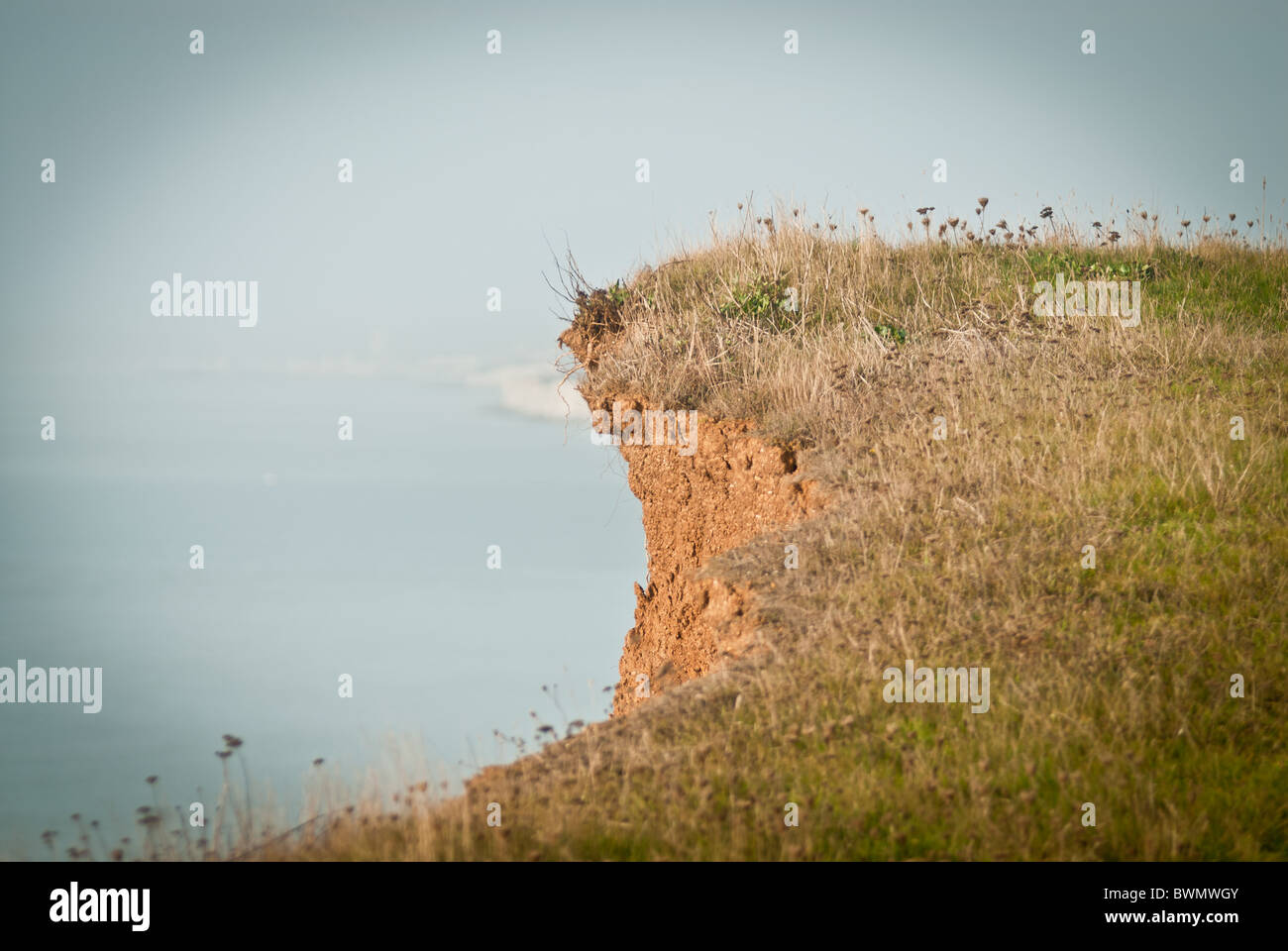 Grass covered Cliff edge Stock Photo