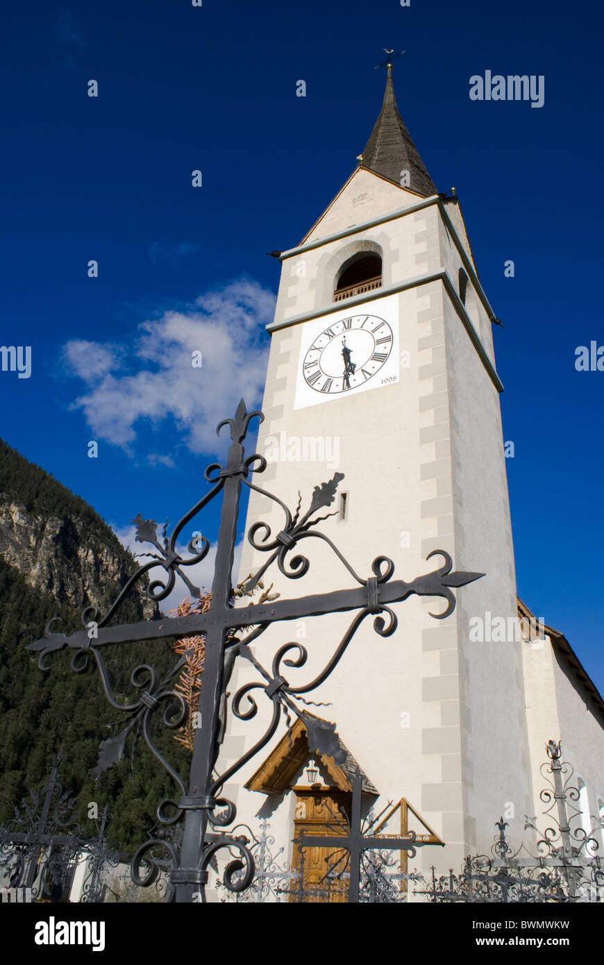 Church in Schmitten, Graubunden, Switzerland Stock Photo