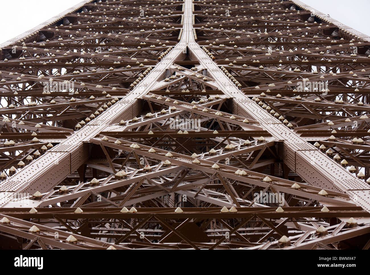 close up detail of top 3rd stage section of Tour Eiffel (Eiffel Tower) Paris France Stock Photo