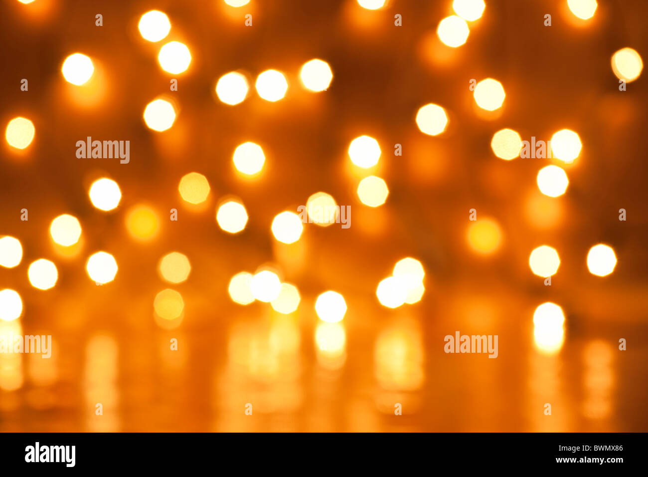 Blurred lights background. Yellow, orange and white spots. aRGB. Stock Photo