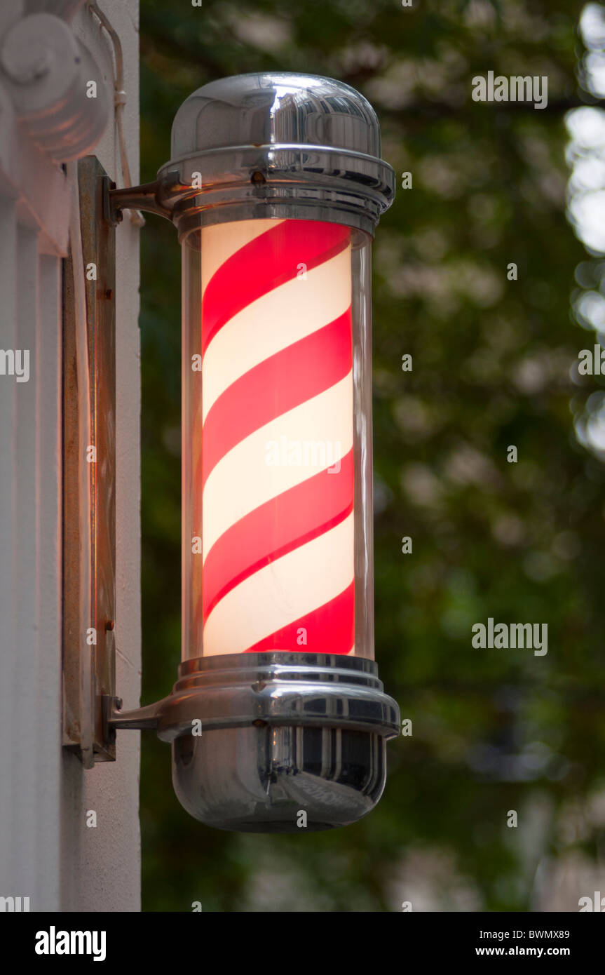 Barbers shop pole, London, UK Stock Photo