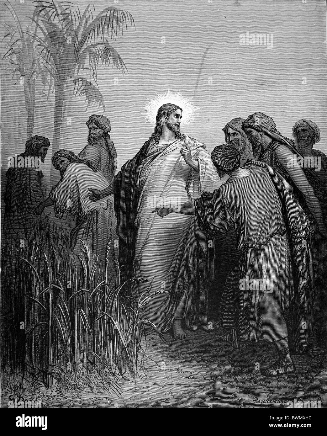 Gustave Doré; Jesus and his disciples walk through the cornfield on the