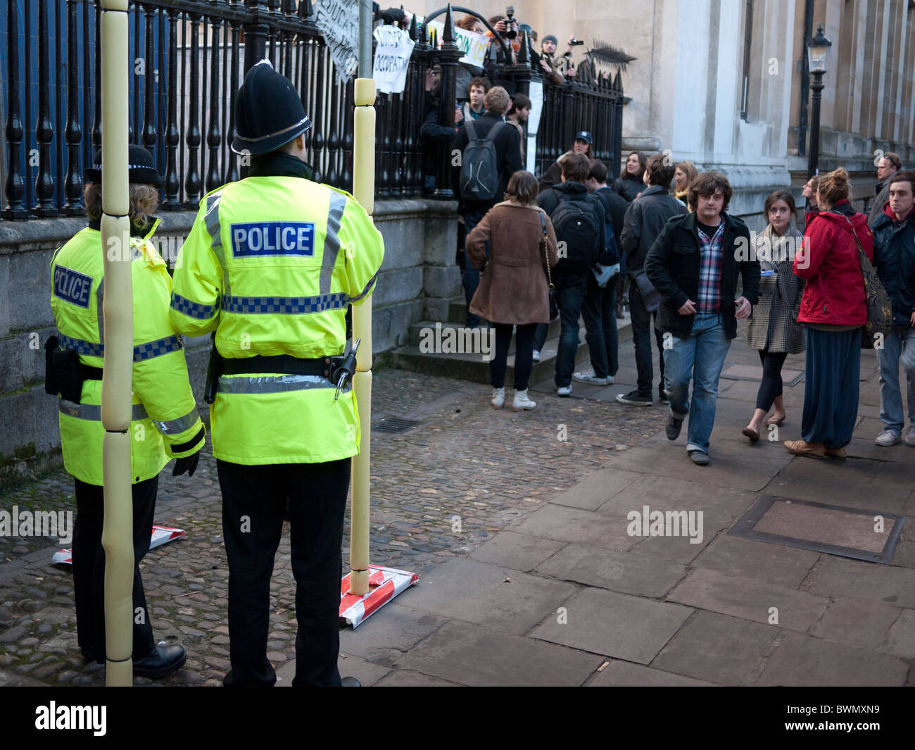 Student unrest in Cambridge University. The Senate House is occupied in protest at proposed fee increases Stock Photo