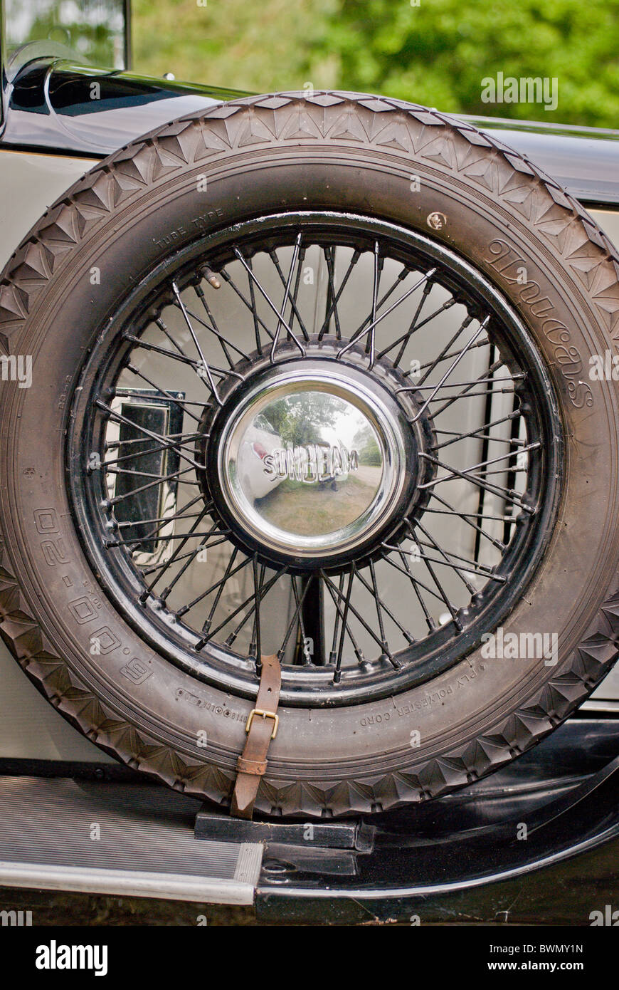 spare wheel on vintage car Stock Photo Alamy