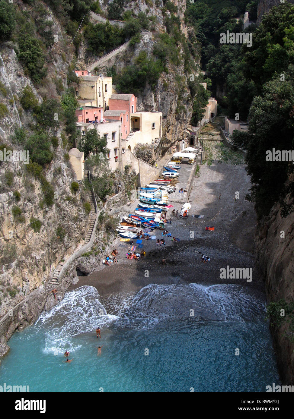 Furore Amalfi coast cove fiord bridge "hight view" Campania Campany