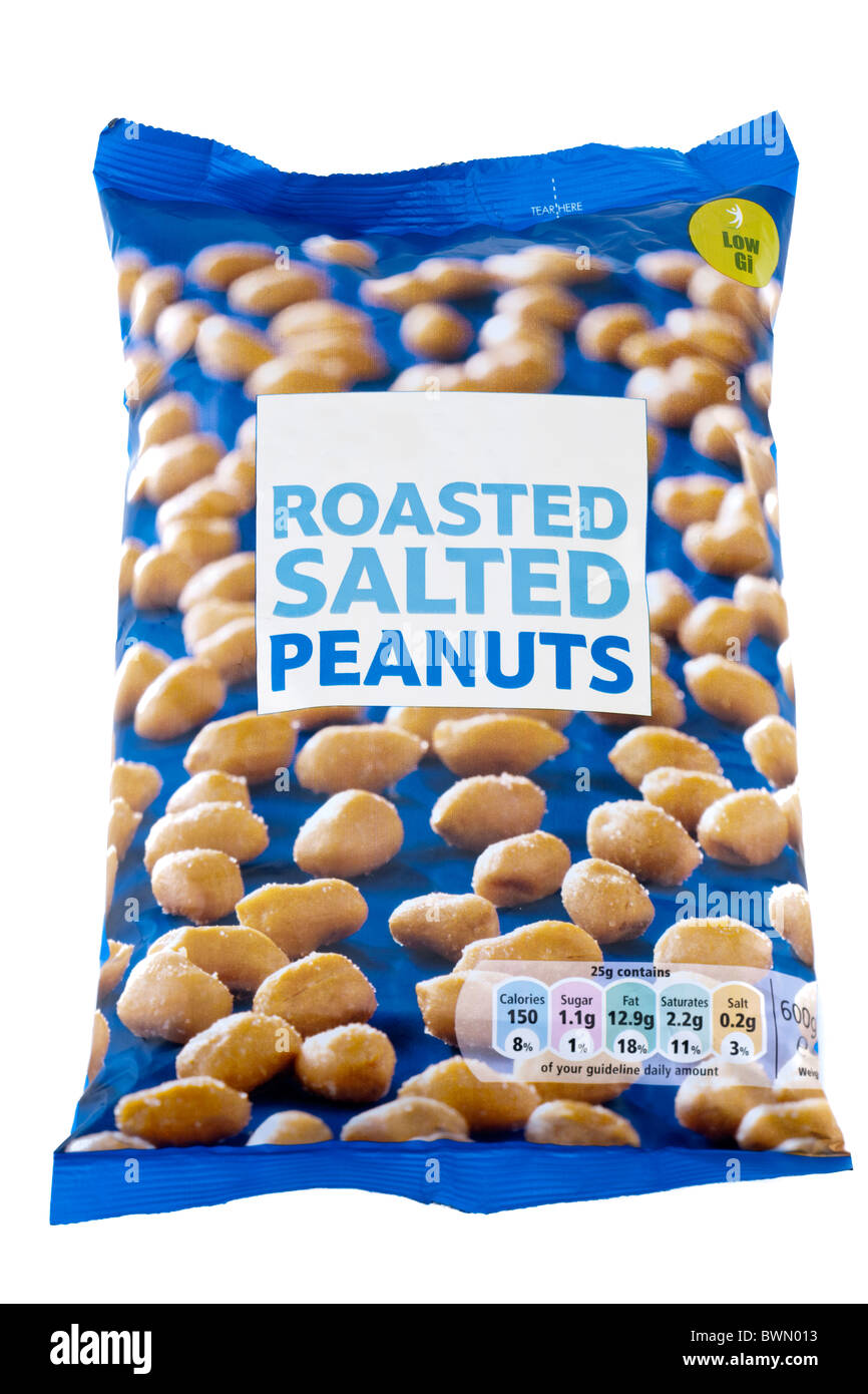 Bag of salted peanuts Stock Photo