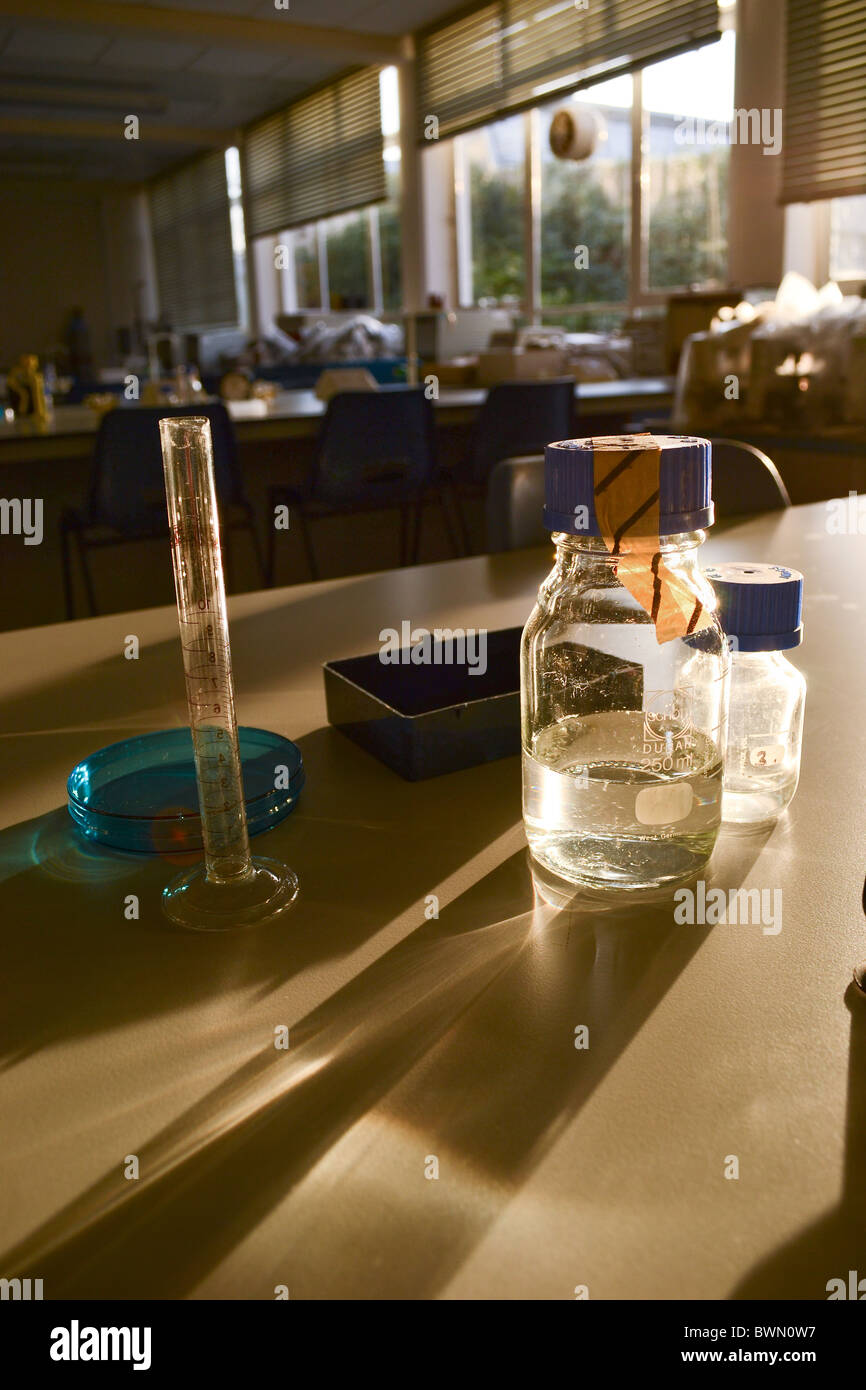 Science laboratory with autoclaved equipment for biochemistry class