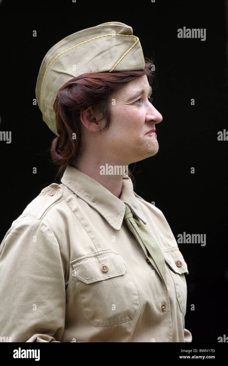 A World War II WWII soldier woman in the military Stock Photo