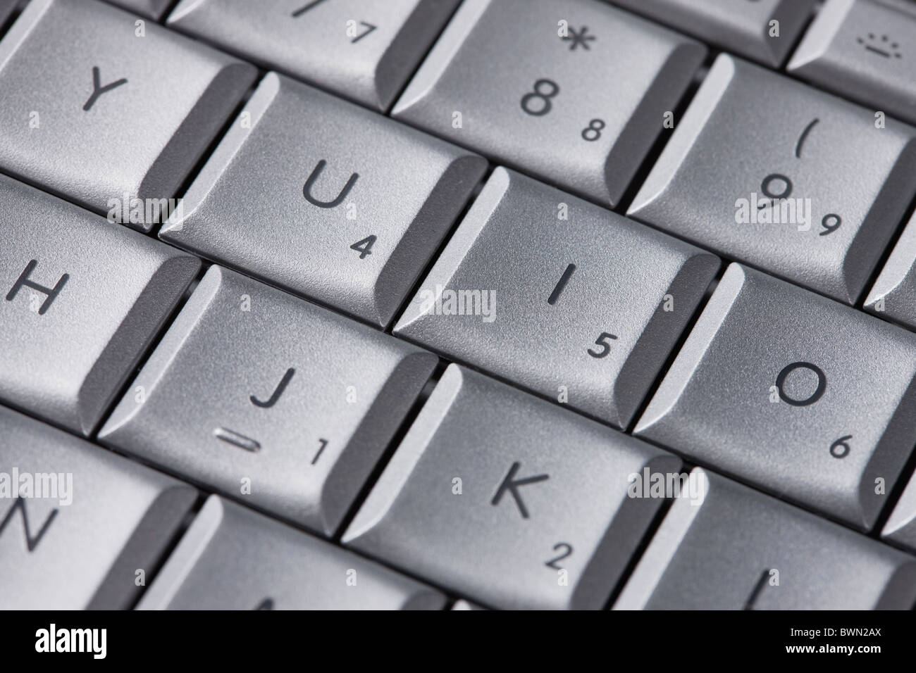 Extreme close-up of laptop keyboard Stock Photo