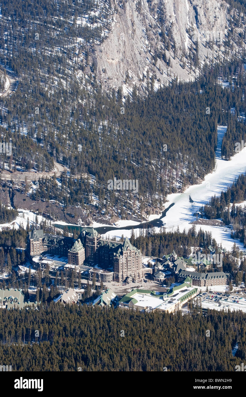 Banff, Alberta, Canada. Banff Springs Hotel and Bow River Stock Photo ...