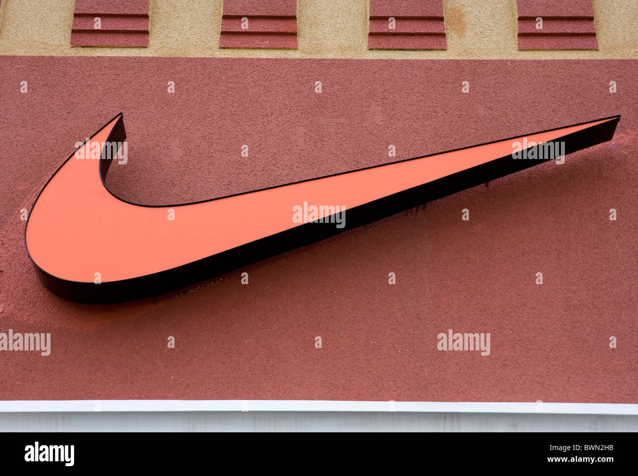 A Nike shoes factory retail store.  Stock Photo