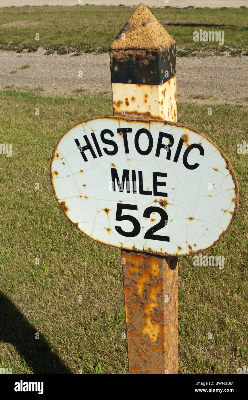 Charlie Lake Mile '0' Army Tote Road at Alaska Highway '52' mile marker, Fort St. John, British Columbia, Canada. Stock Photo