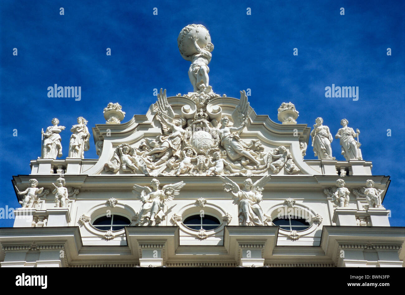 Germany Europe Linderhof castle Statue of Atlas Oberammergau Bavaria ...