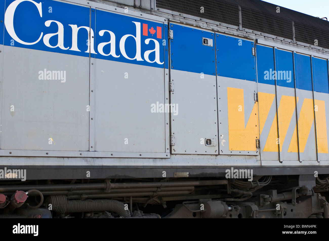 Via Rail passenger rail railway engine on Winnipeg to Churchill route, Cape Merry
