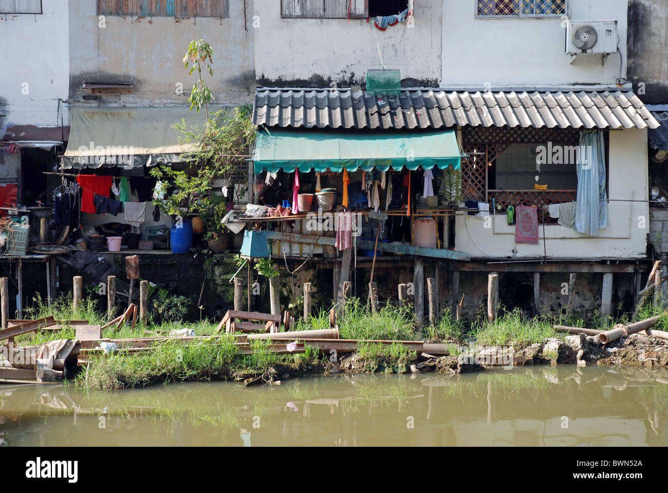 Thailand Asia Bangkok summons simply misery slums Far easts ghetto water houses descended cottage cottage Stock Photo