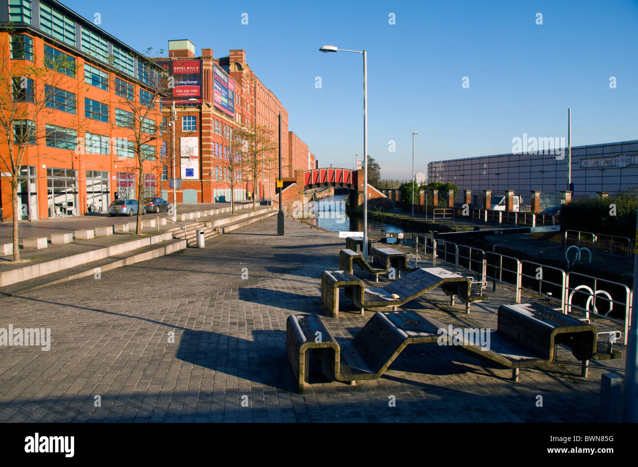 Landscaping by the Rochdale Canal lock 82 at Redhill Street, Ancoats