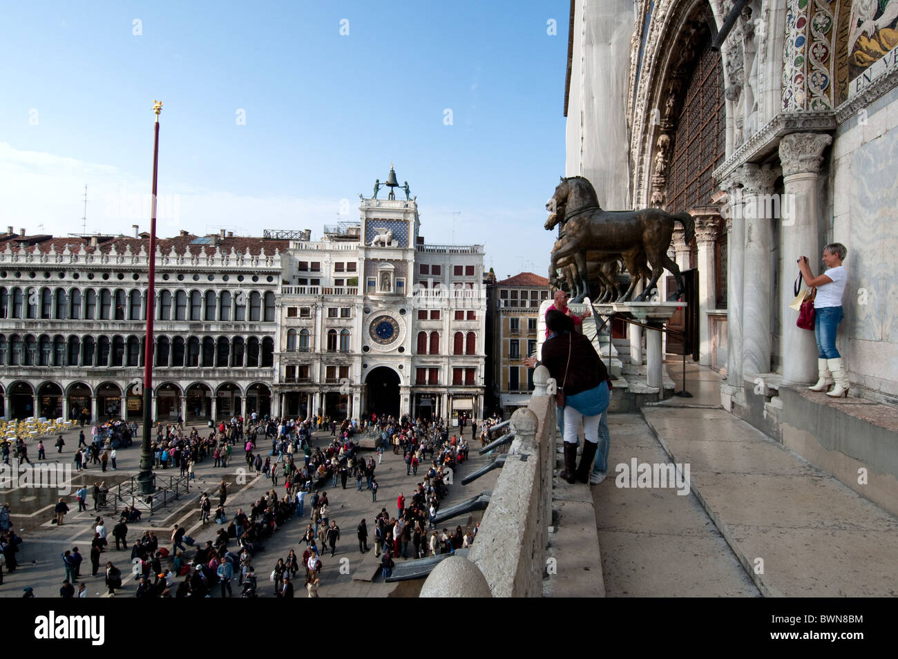 view from loggia basilica san marco to piazza san marco with Torre dell'Orologio , Venice 2010 italy Stock Photo