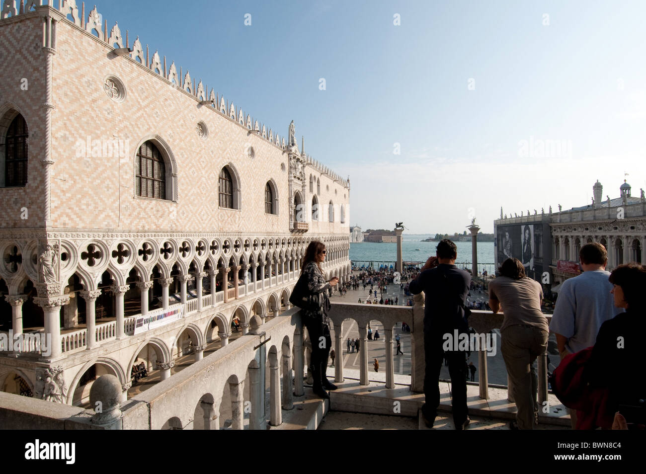 view from basilica san marco to doge palace and piazetta , venice 2010 italy Stock Photo