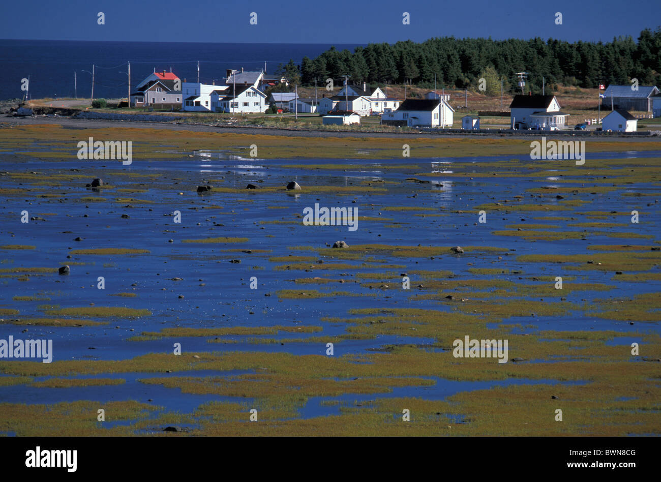 Canada North America America Les Mechins Gaspe Peninsula Province of Quebec Gaspesie coast landscape sea wat Stock Photo