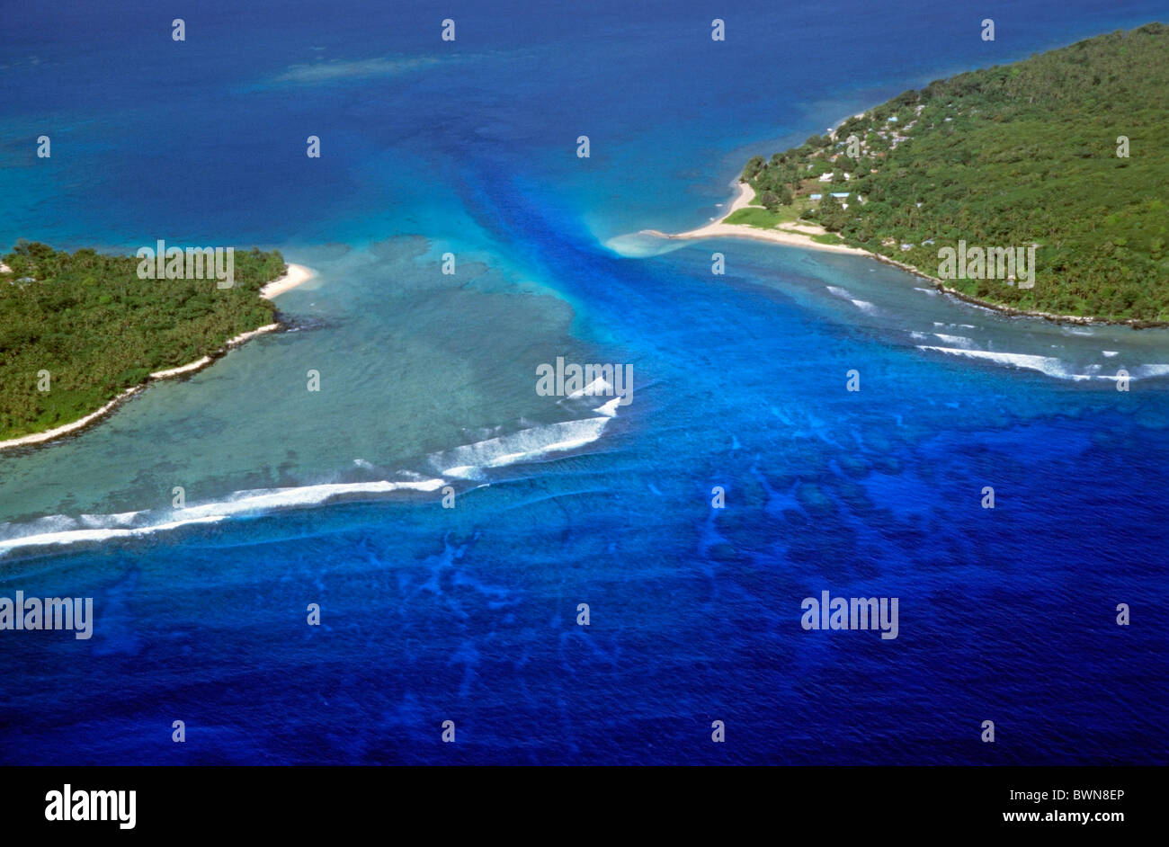 Pacific Ocean - Channel between Pele and Nguna islands surrounded by tropical sea, Vanuatu, South Pacific Ocean. Stock Photo