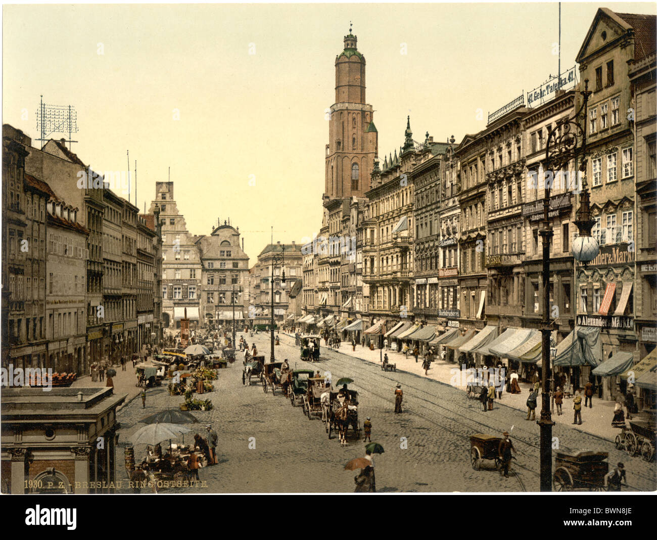 Market place from East Breslau Silesia formerly Germany Europe German
