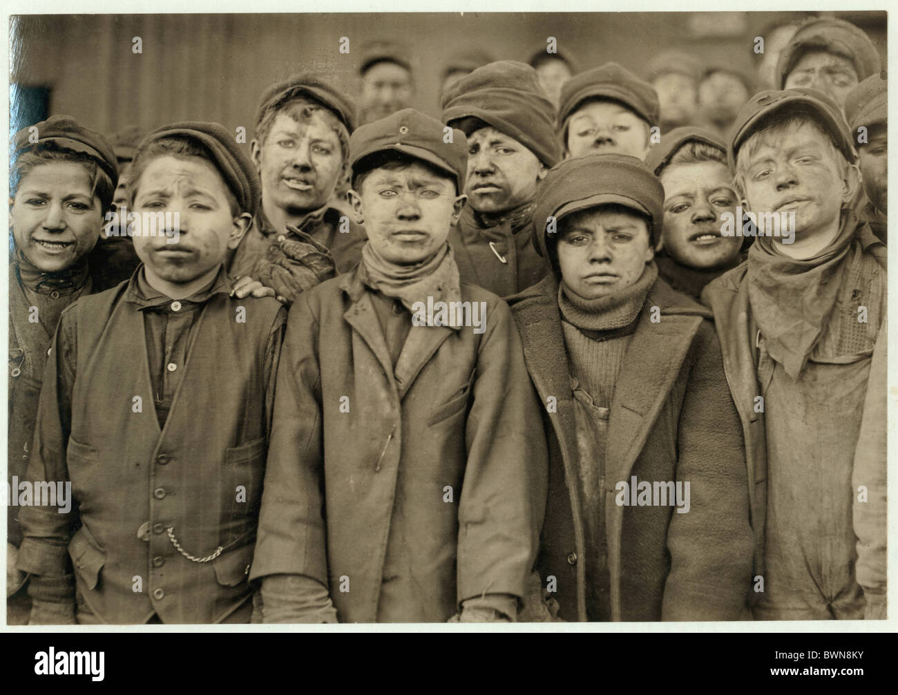 Breaker boys Hughestown Borough Coal mine industry portrait group USA America United States North America Pi Stock Photo