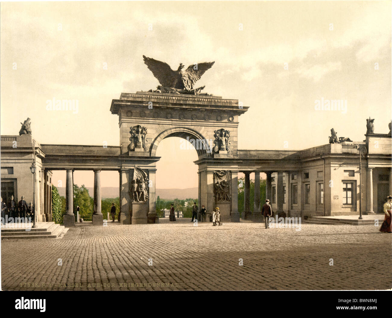 Krieger Monument Thor Cassel Kassel Hesse-Nassau Germany Europe German Empire Aue-Tor Photochrom about 1900 Stock Photo