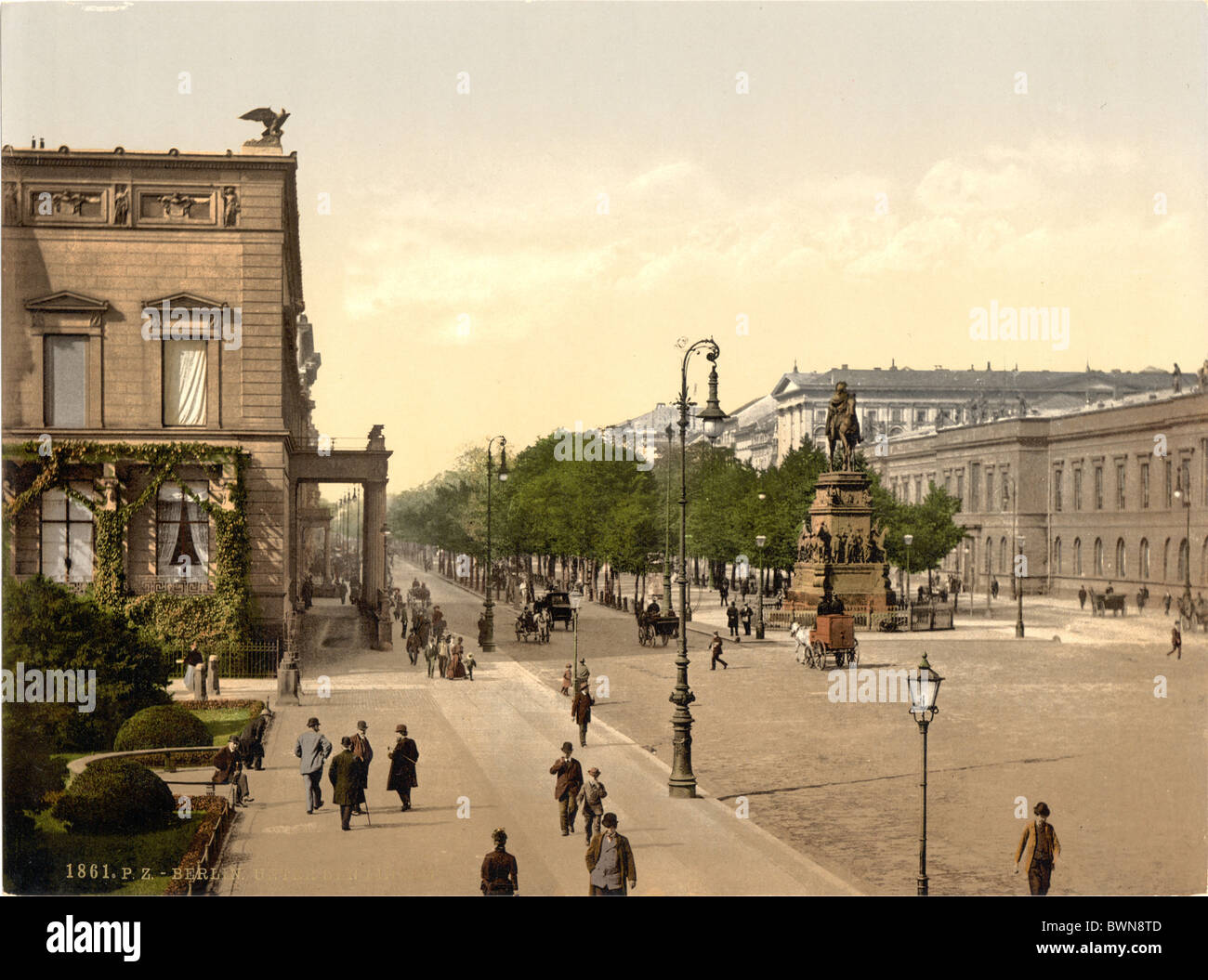 Berlin Unter den Linden Germany Europe Photochrom about 1900 German Empire history historical historic Stock Photo
