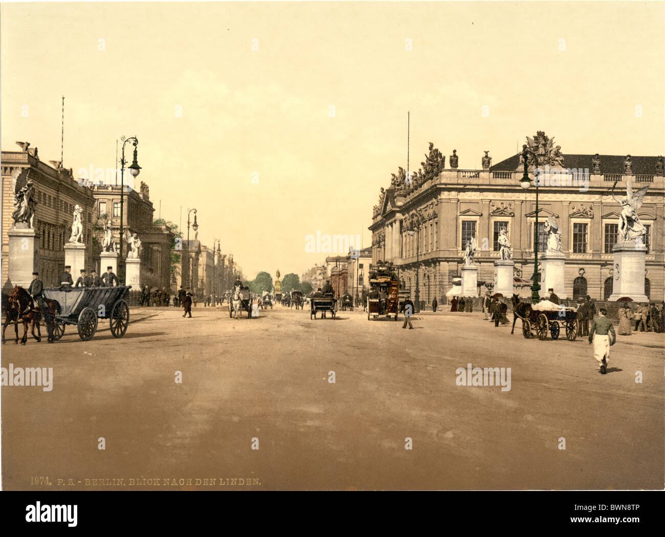 Berlin Unter den Linden from Castle Bridge Germany Europe Photochrom about 1900 German Empire history histori Stock Photo