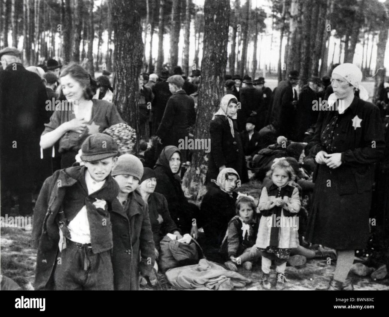 World War II Auschwitz-Birkenau concentration camp June 1944 Arrival of Hungarian Jews Poland history historical Stock Photo