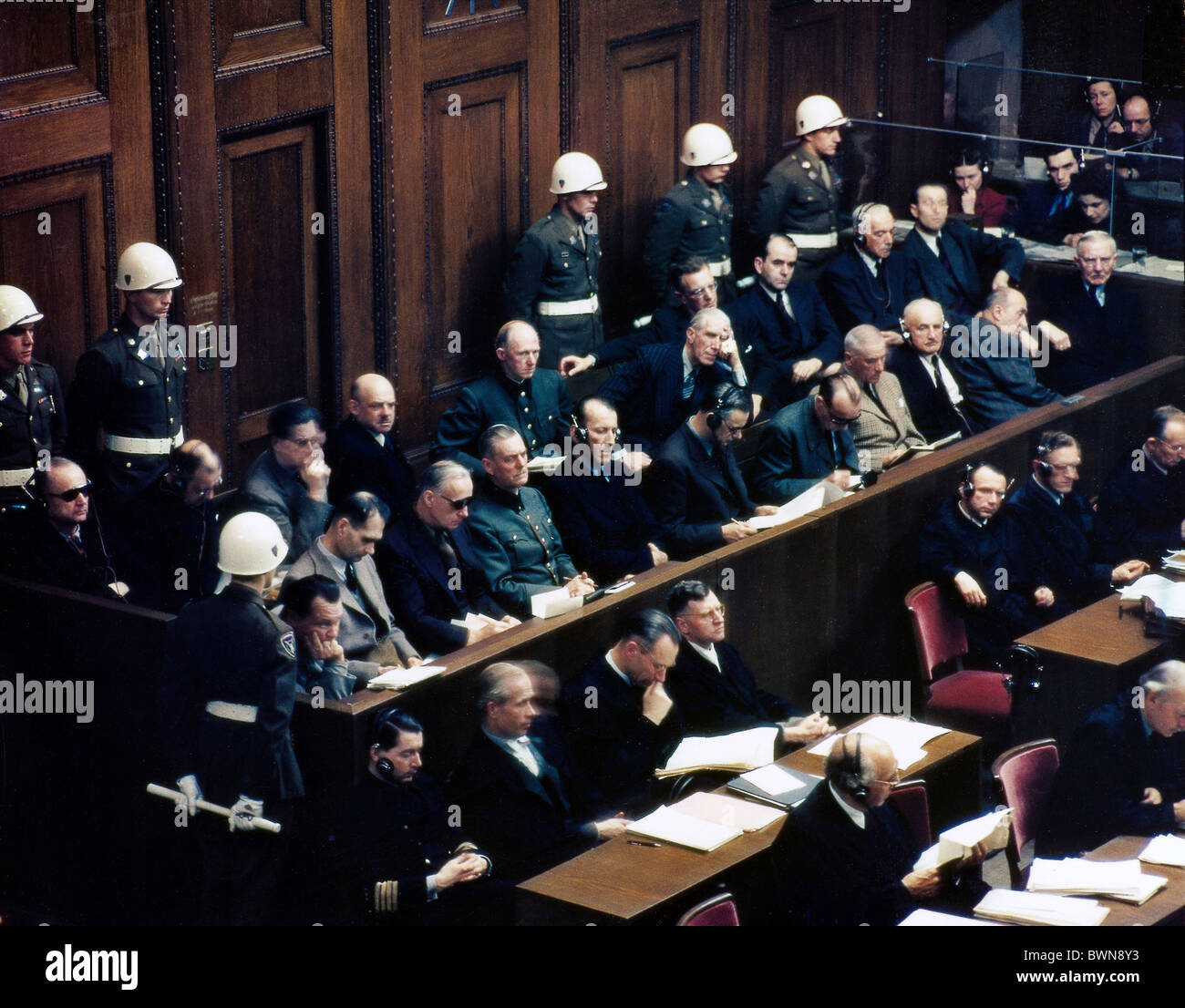 Nuremberg 1946 International Military Tribunal October 1 Court House Room 600 defendants International War Crim Stock Photo