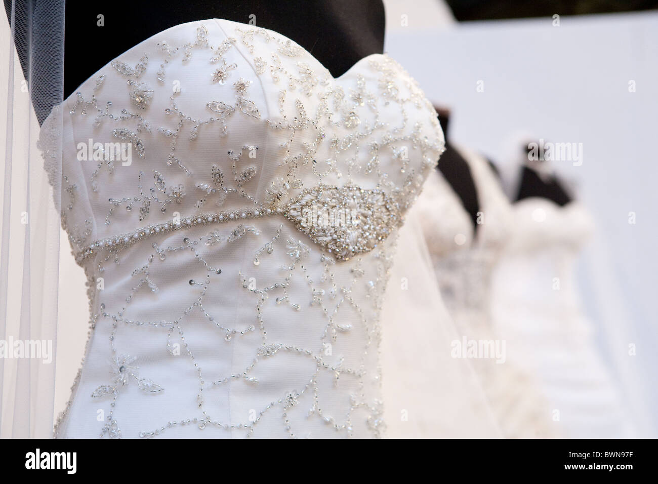 Bridal White Luxury Dress Detail Showed In Wedding Show Rome Italy