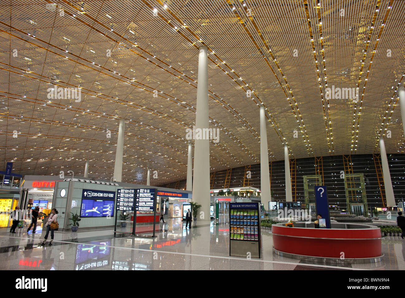 China Asia Beijing Peking April 2008 International airport Terminal 3 new modern architecture Norman Foster Stock Photo