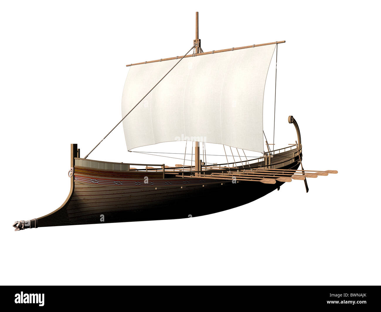 3D illustration of an ancient Greek ship Stock Photo