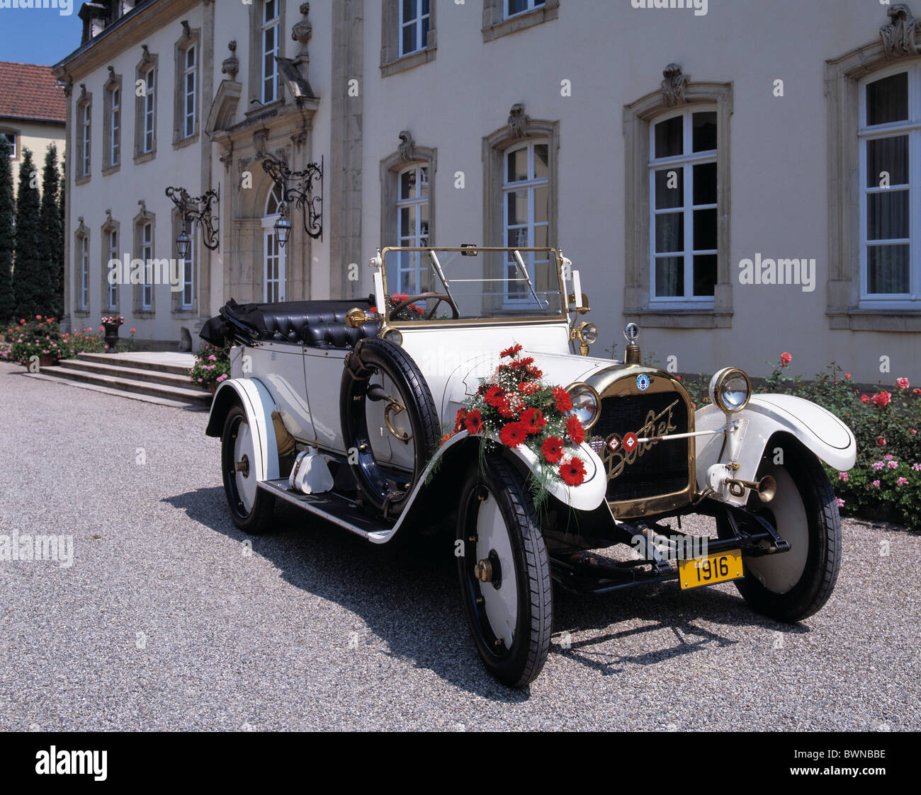 car manor house Luxembourg Europe motorcar auto automobile oldtimer Berliet construction year 1916 1916 model Stock Photo