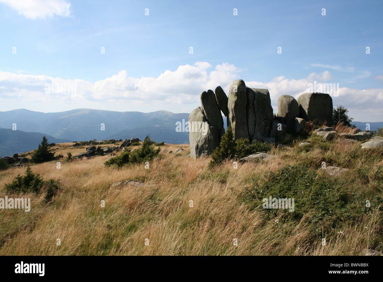 France Europe Alsace Vosges Petit Ballon Kahler Wasen rock formation rocks  landscape mountain range mountain Stock Photo - Alamy