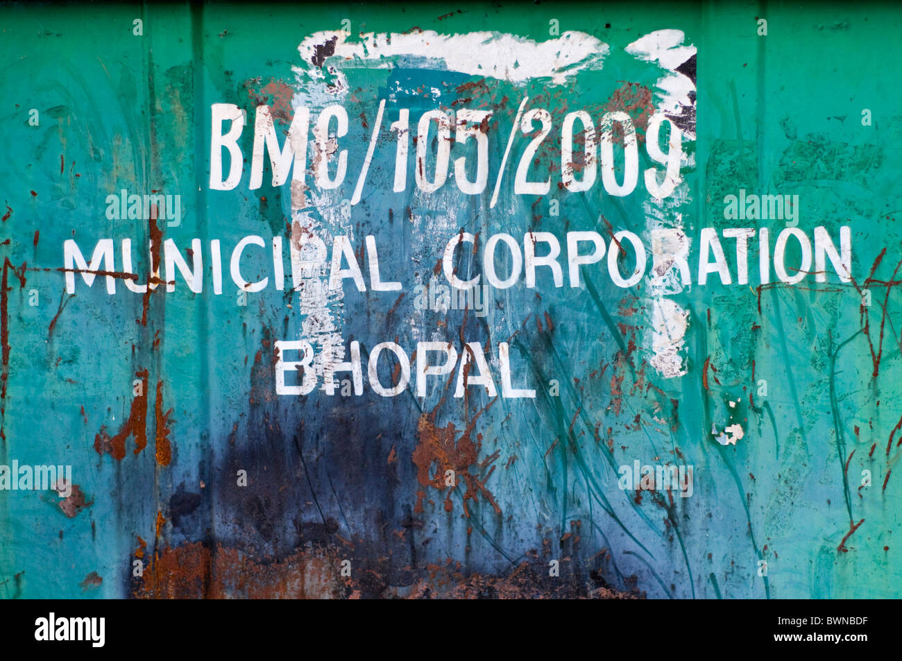 Close up of a municipal rubbish skip in Bhopal, India Stock Photo