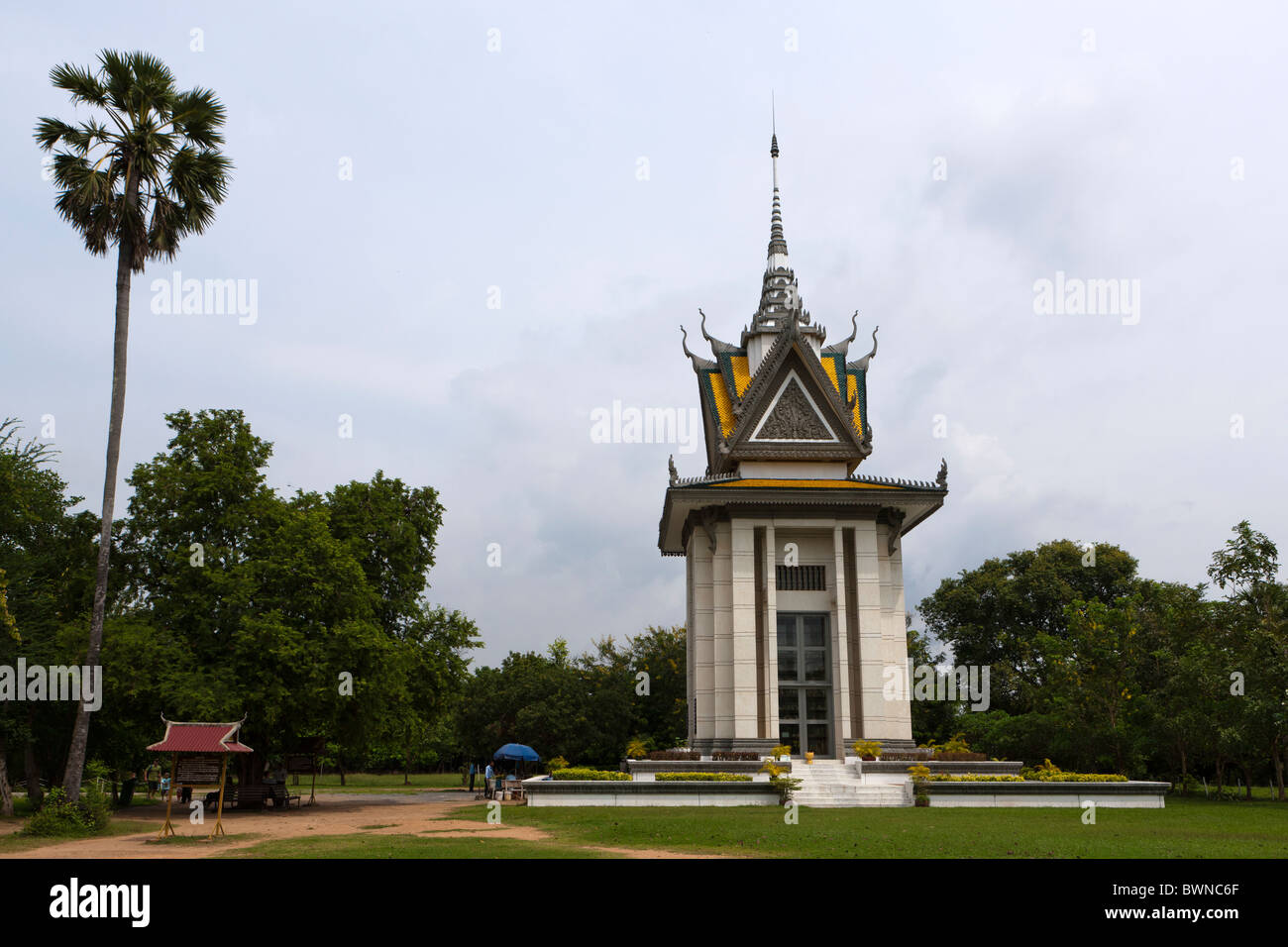 Memorial stupa at Choeung Ek, which is full with more than 5,000 human skulls Stock Photo