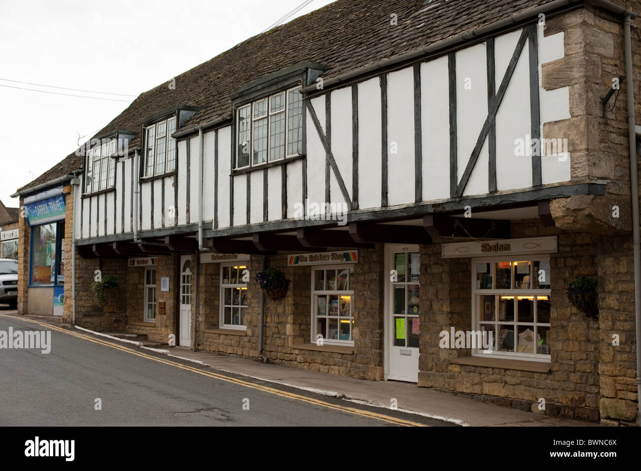 Mock Tudor Style Shops in Bourton on the Water Stock Photo