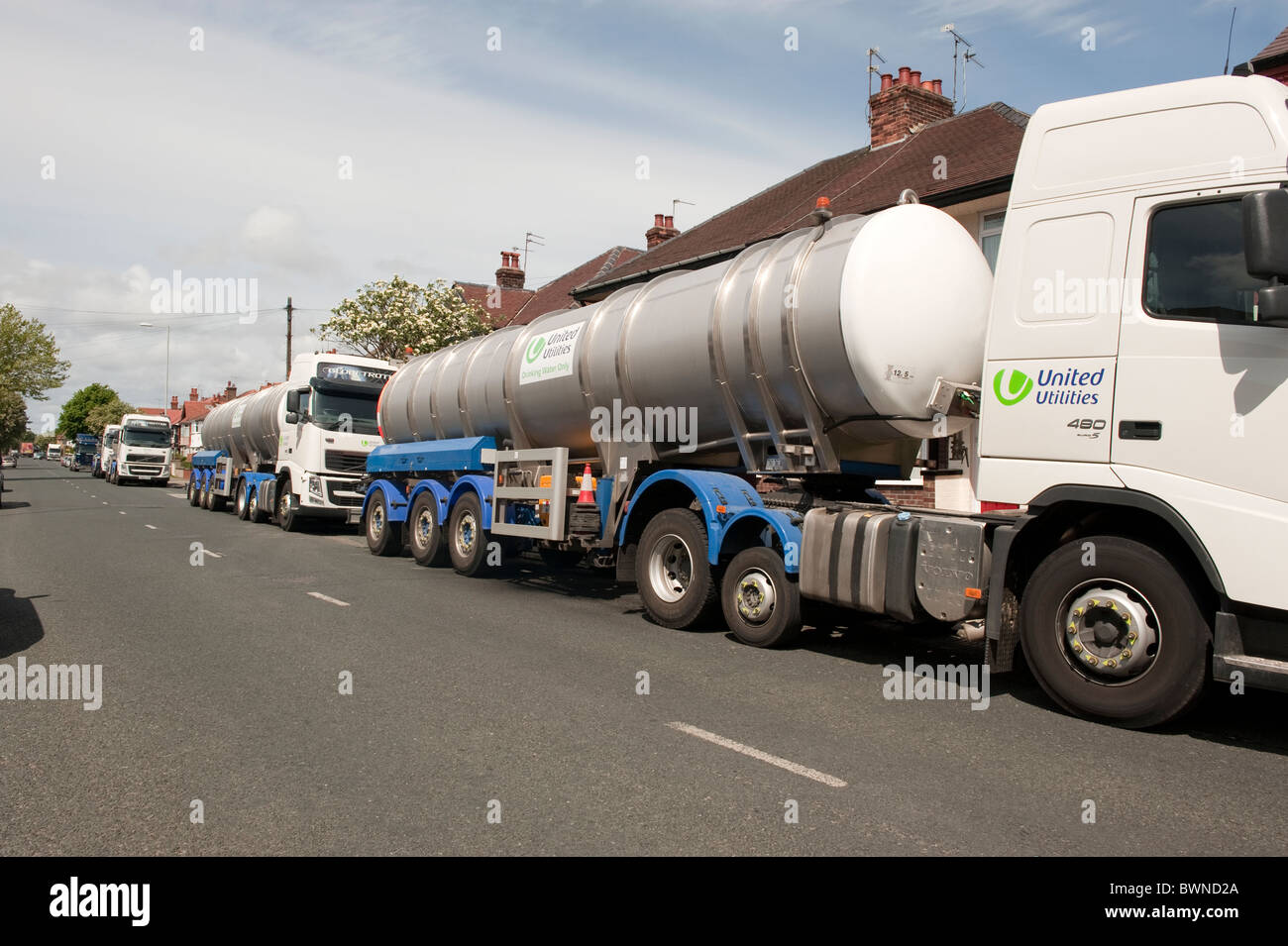 United Utilities Water Container Lorries Stock Photo Alamy