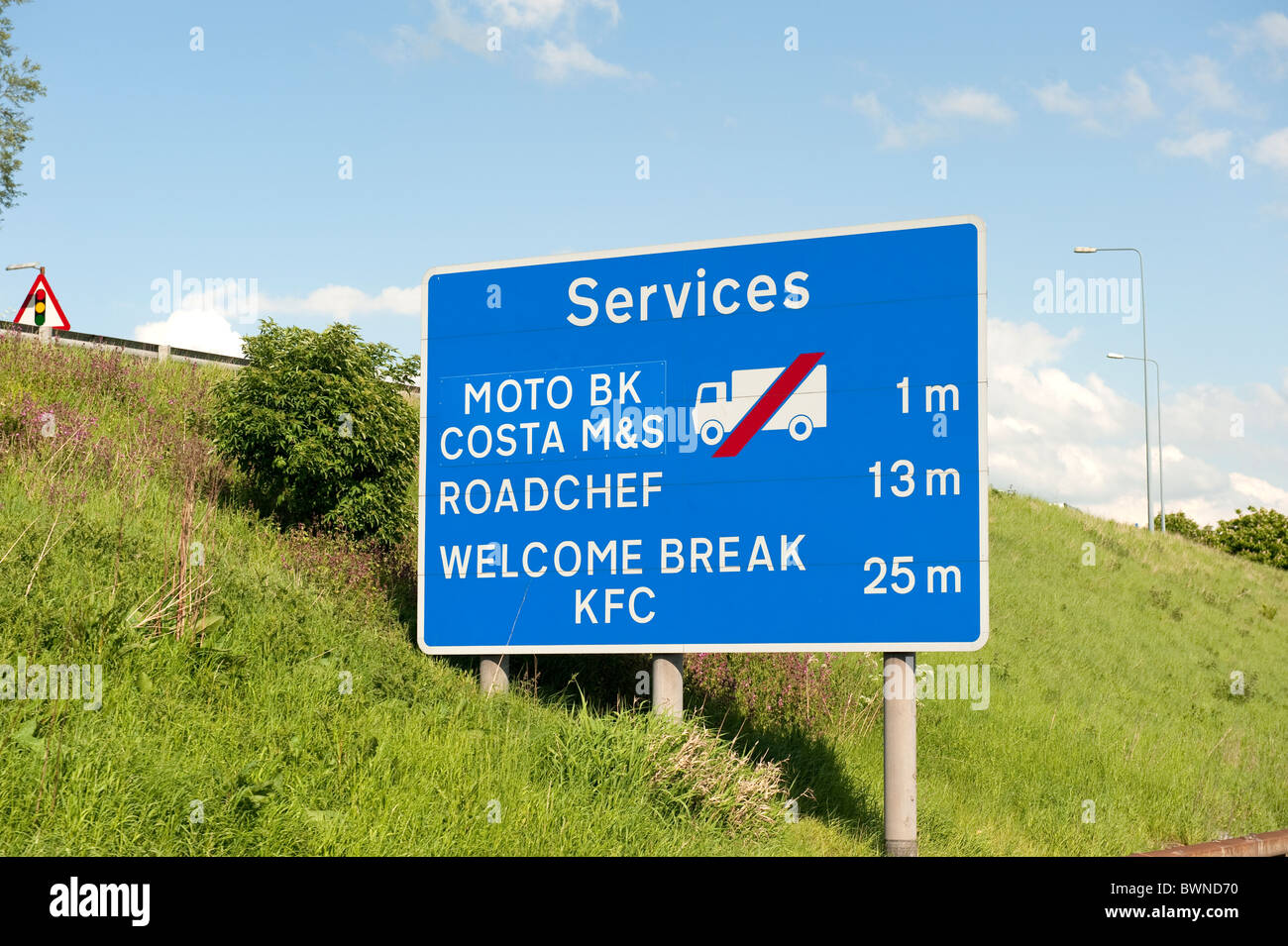 Motorway Services Sign Stock Photo