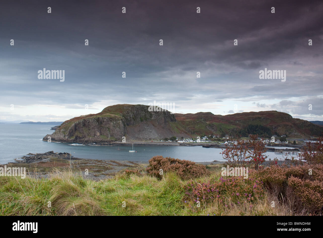 Dun Mor above Ellenabeich from Easdale Island off the Argyll coast of Scotland Stock Photo