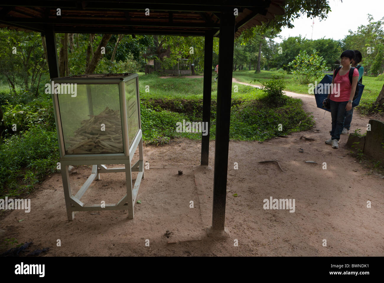 The Killing Fields National Memorial, Phnom Penh. Assorted bones excavated at the site Stock Photo