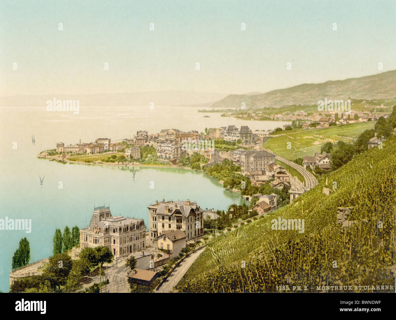 Montreux and Clarens Switzerland Europe Lake Geneva landscape vineyard