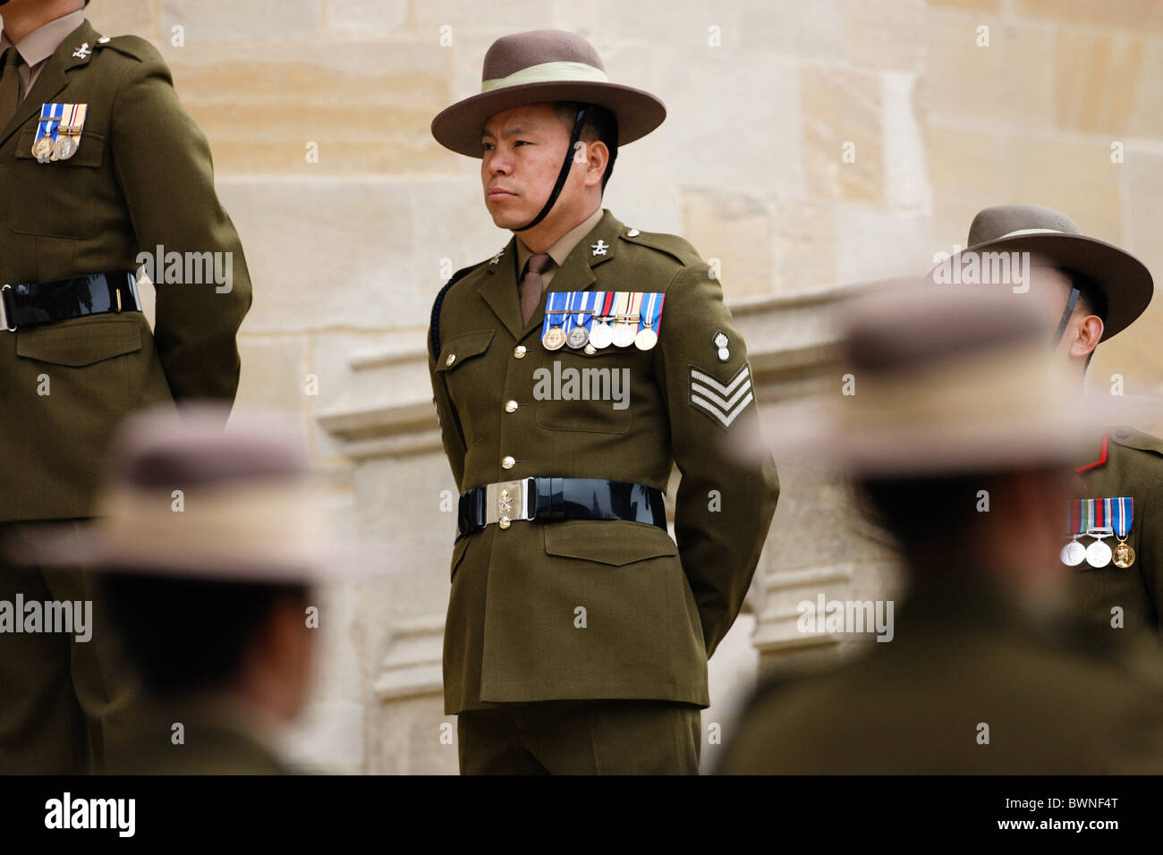 Ghurkas at a Thanksgiving service for Sir Edmund Hillary at St George's Chapel in Windsor Stock Photo