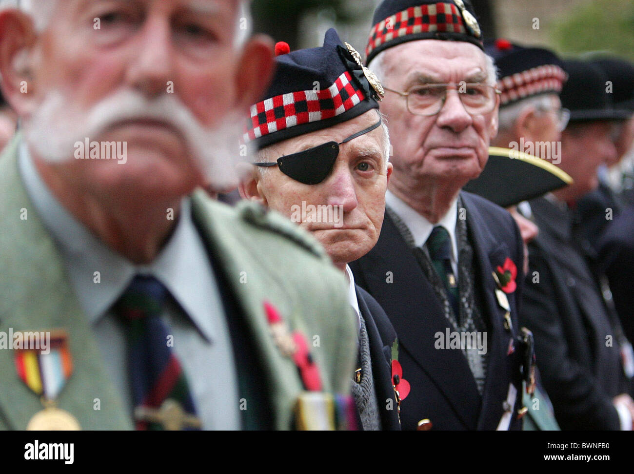 War veterans visit the Field of Remembrance at Westminster Abbey. Stock Photo