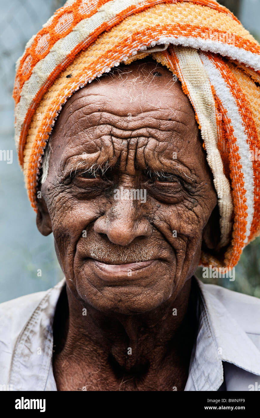 Old indian man portrait. Andhra Pradesh, India Stock Photo